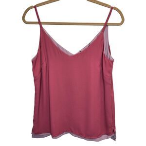 White House Black Market Women's S Double Layer Pink Purple Sleeveless Blouse